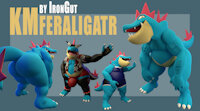 [Model Release] KM Feraligatr [Blender/SFM/VRC] by irongut - pokemon, anthro, 3d, model, avatar, feraligatr, mystic, blender, sfm, km, sourcefilmmaker, kabalmystic, kabal, vrchat, vrc