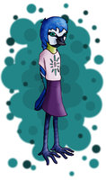 Teal (Re-Designe) by TomLad - girl, female, teal, green, bird, skirt, blue, wings, character, color, colour, blue tit, re-designe