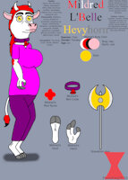 [2024] Mildred L'Belle Hevyhorn by PlasmaFang70 - female, reference sheet, cow, bovine, mammal, mildred, mildred l'belle hevyhorn