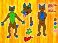 Tokie ref. sheet by Boscoe - male, reference sheet, german shepherd, reference, german shepherd dog, bandana