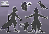 Arkid Ref Sheet by Plagoo - reference sheet, bird, raven, anthro, feral, avian, corvid