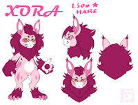 Xora reference by BardoEnKrisis - kemono, lion, hybrid, hare, anthro, mane, text, pink fur, mane hair, reference to character