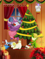 Navidad Aromatisse, Dolliv Fidough by MigART89 - dog, female, male, bird, pokemon, nintendo, christmas tree, plantgirl, pokemonxy, fanarts, digitalartwork, pokemonscarletviolet, christmas 2024