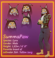 SummaPaw Ref Sheet by SummaPaw - feline, male, reference sheet, 3d, lynx, bigcat, model sheet, blender, male/solo, male solo