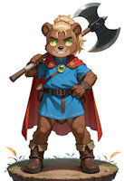 Björn the Grizzly (new version) by thecangel - boy, male, bear, teen, adult, teenager, blonde, character sheet, axe, power, smile, young, solo, smug, grizzly bear, green eyes, glowing eyes, ai, runes, no background, viking, solo male, solo boy, valhalla, ai generated