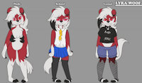 Lyra Woof Reference by WhiskyCatfish - nude, female, school uniform, teen, reference sheet, pokemon, teenager, collar, reference, teenage, school girl, adolescent, nude female, female/solo, female solo, schoolgirl uniform, frowning, midnight lycanroc, smiling at viewer
