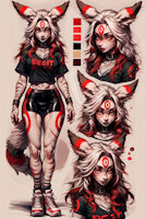 Yang the Umbreon by scorpianpp - female, canine, pokemon, anthro, umbreon, anthropomorphic, red eyes, white hair, white fur, eeveelution, dog girl, pokemon adult, pokemon oc, anthropokemon, pokemon (species), ai generated, stable diffusion, automatic1111, scorpianpp, ai generated voice, yang the umbreon