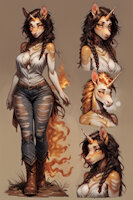 Cinnamon the Rapidash by scorpianpp - female, horse, pokemon, anthro, unicorn, anthropomorphic, brown hair, rapidash, pokemon adult, white skin, pokemon oc, anthropokemon, unicorn girl, horse girl, pokemon (species), ai generated, stable diffusion, automatic1111, scorpianpp, ai generated voice, cinnamon the rapidash, house de beelzebad