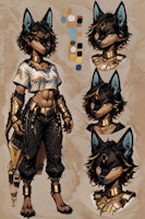 Kleo-Pati the Anubis by scorpianpp - female, anthro, anubis, anthropomorphic, black hair, blue eyes, anthro furry, anthro female, ai generated, palworld, anubis (palworld), stable diffusion, automatic1111, scorpianpp, ai generated voice, kleo-pati the anubis