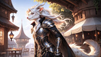 Rokta Tsuyoiryū by Lunafan1k - female, death knight, paladin, armor, fantasy, interspecies, armored, d&d, furred dragon, female/solo, ai generated