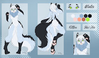 Winter - Ref Sheet by sc916 - fox, cat, kitty, female, commission, hybrid, green, paws, anthro, blue, eyes, pink, black, white, smile, furry, light, sheet, color, full, ref, reference, back, kittie, ponytail, winter, glitch, body, fluff, front, cheerful, female/solo, kittyfox, female solo, kittfox, pallete