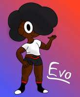 Evodevio67 by EvoDevio67 - cat, boy, male, socks, underwear, pokemon, chibi, human, furry, t-shirt, reference, eevee, afro, dark skin, puffy hair