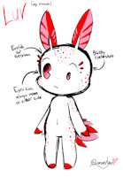 New OC: Luv by Lemontyne - anthro, herm, spots, chibi, hermaphrodite, oc, intersex, speckled, belly button, original character, gills, eyelashes, seaslug, speckles, gastropod, sea slug, original-character, originalcharacter, sea bunny