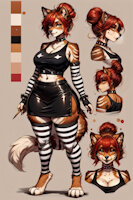 Cynthia the Komainu by scorpianpp - dog, female, canine, anthro, choker, anthropomorphic, fluffy tail, orange eyes, red hair, choke, original character, brown fur, dog girl, komainu, ai generated, stable diffusion, automatic1111, scorpianpp, ai generated voice, cynthia the komainu