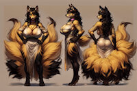 Dotty Tye the Ninetales by scorpianpp - fox, female, glasses, long hair, pokemon, anthro, ninetales, green eyes, anthropomorphic, brown hair, nine tailed fox, fox girl, pokemon adult, pokemon oc, anthropokemon, pokemon (species), ai generated, stable diffusion, automatic1111, scorpianpp, ai generated voice, ai chatbot, dotty tye the ninetales