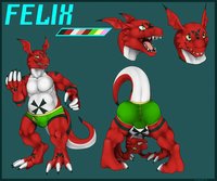 Felix the Guilmon Ref. (Clean) by Guillymon - male, muscles, underwear, digimon, undies, bulge, lizard, reptile, dinosaur, scalie