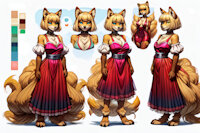 Belladonna Tye the Ninetales by scorpianpp - fox, female, heterochromia, pokemon, anthro, ninetales, green eyes, anthropomorphic, blonde hair, blue eyes, short hair, nine tailed fox, fox girl, pokemon adult, pokemon oc, anthropokemon, pokemon (species), ai generated, stable diffusion, automatic1111, scorpianpp, ai generated voice, tye family, belladonna tye the ninetales