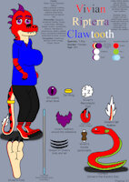 [2020 Revamp] Vivian Ripterra Clawtooth by PlasmaFang70 - female, reference sheet, reptile, dinosaur, aquatic, t-rex, tyrannosaurus rex, vivian, female/solo, conduit, electric eel, clawtooth, vivian ripterra clawtooth, ripterra