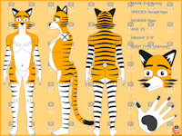 Reference sheet 2024 - Eric Xoring (Fursona) by EricXoring - naked, nude, butt, male, reference sheet, tiger, character sheet, claws, profile, fursona, reference, big cat, hand, nails, full body, fullbody, beans, information, stats, back view, front view, bengal tiger, three-quarter view, 2024, 2025, xoring, ericxoring