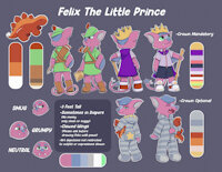 Prince Felix Ref by crinklebat - babyfur, cub, male, bat, reference sheet, short, onesie, costumes, little, shoes, cape, cloak, tunic, expressions, royalty, sleepy, pajamas, diaperfur, stuffed animal, prince, crown, brat, young boy, butt flap, drop seat