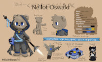 Nellot by MikiMleam - male, reference sheet, otter, tentacles, fantasy, dungeons and dragons, custom species
