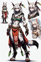 Nequi the Mightyena by scorpianpp - female, long hair, pokemon, anthro, albino, anthropomorphic, white hair, mightyena, pink eyes, dog girl, pokemon adult, pokemon oc, anthropokemon, pokemon (species), ai generated, stable diffusion, automatic1111, scorpianpp, ai generated voice, plains runner tribe, nequi the mightyena