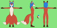 Reference Sheet for 3D Model (by Dawnlux) by Alfador - fox, kitsune, girl, boy, female, male, reference sheet, red fox, null, multiple tails, genderfluid, nonbinary, t-pose