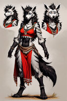Kokoa the Mightyena by scorpianpp - female, pokemon, anthro, anthropomorphic, black hair, blue eyes, mightyena, dog girl, messy hair, pokemon adult, pokemon oc, anthropokemon, pokemon (species), ai generated, stable diffusion, automatic1111, scorpianpp, ai generated voice, kokoa the mightyena