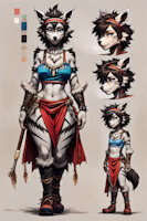 Kokuli the Mightyena by scorpianpp - female, pokemon, anthro, anthropomorphic, black hair, blue eyes, short hair, mightyena, triplets, dog girl, pokemon adult, pokemon oc, anthropokemon, pokemon (species), ai generated, stable diffusion, automatic1111, scorpianpp, ai generated voice, kokuli the mightyena