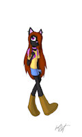 Spooky 2.0 by NikkiWolf315 - cat, boy, male, long hair, skirt, clean, femboy, black cat, denim skirt