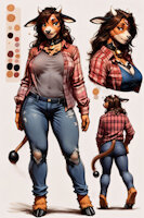Bessa the Miltank by scorpianpp - female, pokemon, cow, anthro, bovine, horns, anthropomorphic, brown hair, black eyes, miltank, cow girl, pokemon adult, pokemon oc, anthropokemon, pokemon (species), ai generated, stable diffusion, automatic1111, scorpianpp, ai generated voice, bessa the miltank