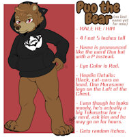 Puo the Bear (NEW SONA; ! Didn't Draw) by BengalBatEmmaKat - bear, fursona, grizzly bear, nerd, fullbody, custom, itchy, notmyart, new oc, nazznikonanuke, brownfur, supersentai, cat hoodie, kamenrider, donmurasame