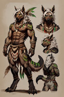 Gore the Mightyena by scorpianpp - male, pokemon, anthro, anthropomorphic, white hair, mightyena, mullet, dog boy, pokemon adult, pokemon oc, anthropokemon, pokemon (species), green sclera, ai generated, stable diffusion, red eyed, automatic1111, scorpianpp, ai generated voice, gore the mightyena