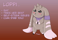 Loppi Smol Lopmon by MeW0Nyas - female, digimon, character sheet, lopmon, digimon oc, digimon (species)