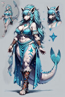 Tamoa the Mightyena by scorpianpp - female, hybrid, long hair, pokemon, anthro, blue hair, anthropomorphic, blue eyes, mightyena, hybrid species, dog girl, pokemon adult, pokemon oc, anthropokemon, hybrid pokemon, pokemon (species), ai generated, stable diffusion, automatic1111, scorpianpp, brightmane marauders, tamoa the mightyena