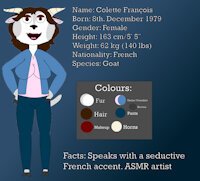Colette Francois Ref Sheet by StiltonFanFic - goat, female, reference sheet, brunette, ref sheet, reference, french, refsheet, referencesheet