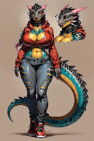 Kaelith the Dragapult by scorpianpp - dragon, female, pokemon, anthro, anthropomorphic, black hair, blue eyes, pokemon adult, pokemon oc, lizard girl, anthropokemon, pokemon (species), dragapult, ai generated, stable diffusion, automatic1111, scorpianpp, kaelith the dragapult