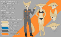 Matthews' Original Reference by RaspberryWah - female, underwear, reference sheet, fennec, shy, military, boots, uniform, expressions, jumpsuit