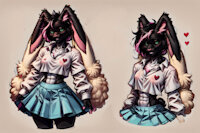Lyra Luna the Lopunny by scorpianpp - female, pokemon, anthro, green eyes, anthropomorphic, black hair, lopunny, black fur, pokemon adult, pokemon oc, pink highlights, anthropokemon, rabbit girl, pokemon (species), ai generated, stable diffusion, automatic1111, scorpianpp, ai generated voice, lyra luna the lopunny