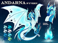 Commission // Andarna ref sheet by BardoEnKrisis - dragon, ice, wyvern, wings, horns, text, membranous wings