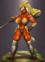Epona Anthro Ocarina of Time version by d0m0a - female, muscles, horse, anthro, huge breasts, legend of zelda, epona, recolor, oiginal character