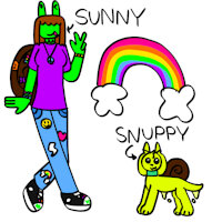 sunny and snuppy by kittydeer - dog, female, hybrid, reference, snail, nonbinary, snaildog