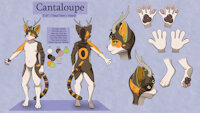 Cantaloupe Ref Sheet by MoonlitTear - cat, hybrid, paw, anthro, deer, art, furry, fursona, ref sheet, reference, refsheet, pawpads, artwork, digitalart, biped, bipedal, artwork (digital), non binary