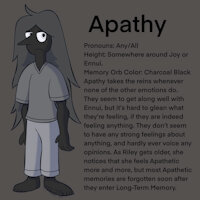 Inside Out OCs: Apathy by MajorLionhunk - disney, emotion, pixar, original character, humanoid, fan character, apathy, inside out, omnigender