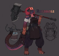 Koramesa ref by Echros - dragon, female, muscular, anthro, blacksmith