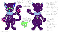 Neptune Reference Sheet (personal art) by ChangelingCritter - feline, male, alien, macro, galaxy, three eyes, agender, alien cat