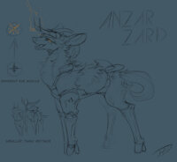 Anzar Zard/Anzar Evie-Oder by Weisss - female, deer, synth, weapon, concept art, electronics, mechanical leg