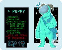 [Among Us] Puppy by impydragon - reference sheet, alien, horns, ref sheet, reference, refsheet, fancharacter, agender, among us, crewmate, ryuukiart
