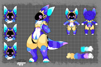 Purpli by mark0 - ref sheet, full body, ambiguous gender, protogen