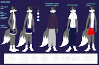 Character Sheet:&nbsp;&nbsp;Mark Joye by ZephyrWolffox - wolf, male, character sheet, reference, outfits